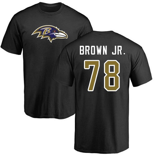 Men Baltimore Ravens Black Orlando Brown Jr. Name and Number Logo NFL Football #78 T Shirt